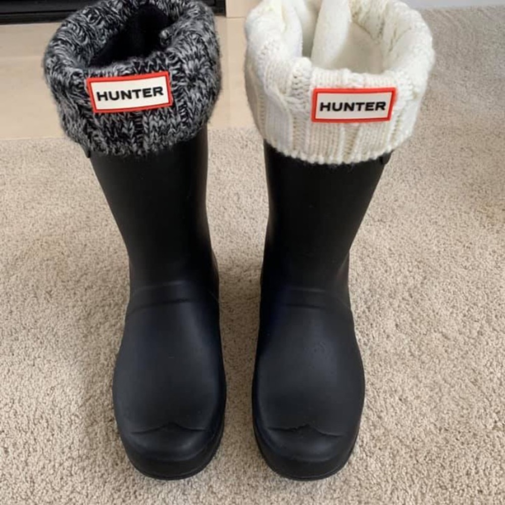 Hunter rain boots with liners grey and cream